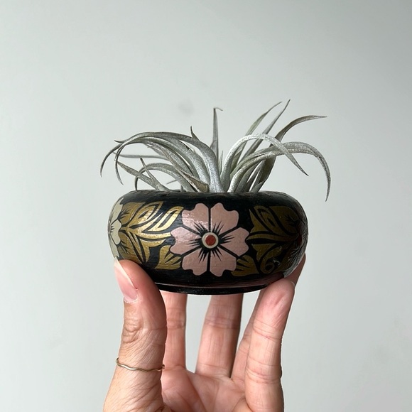 Vintage Small Mini Painted Floral Wood Vase - Picture 16 of 16